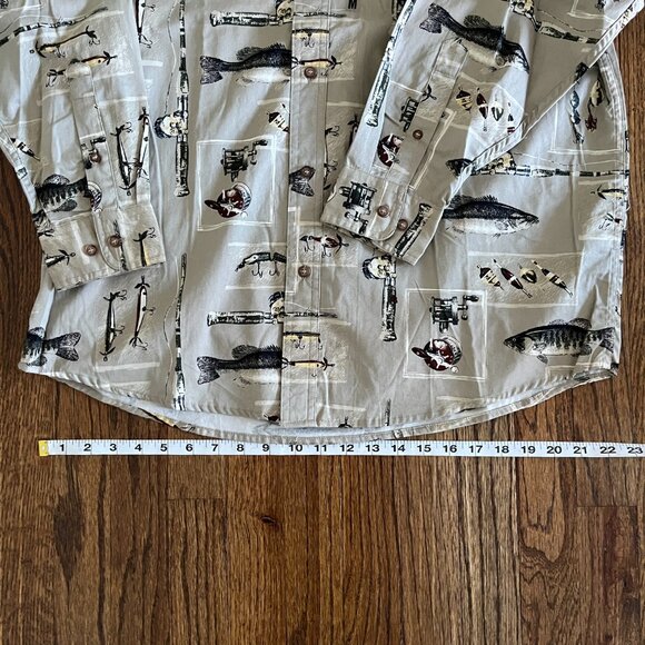 Woods & Water Outfitters Fishing Themed Button Up Long Sleeve Shirt NEW M - Picture 8 of 8